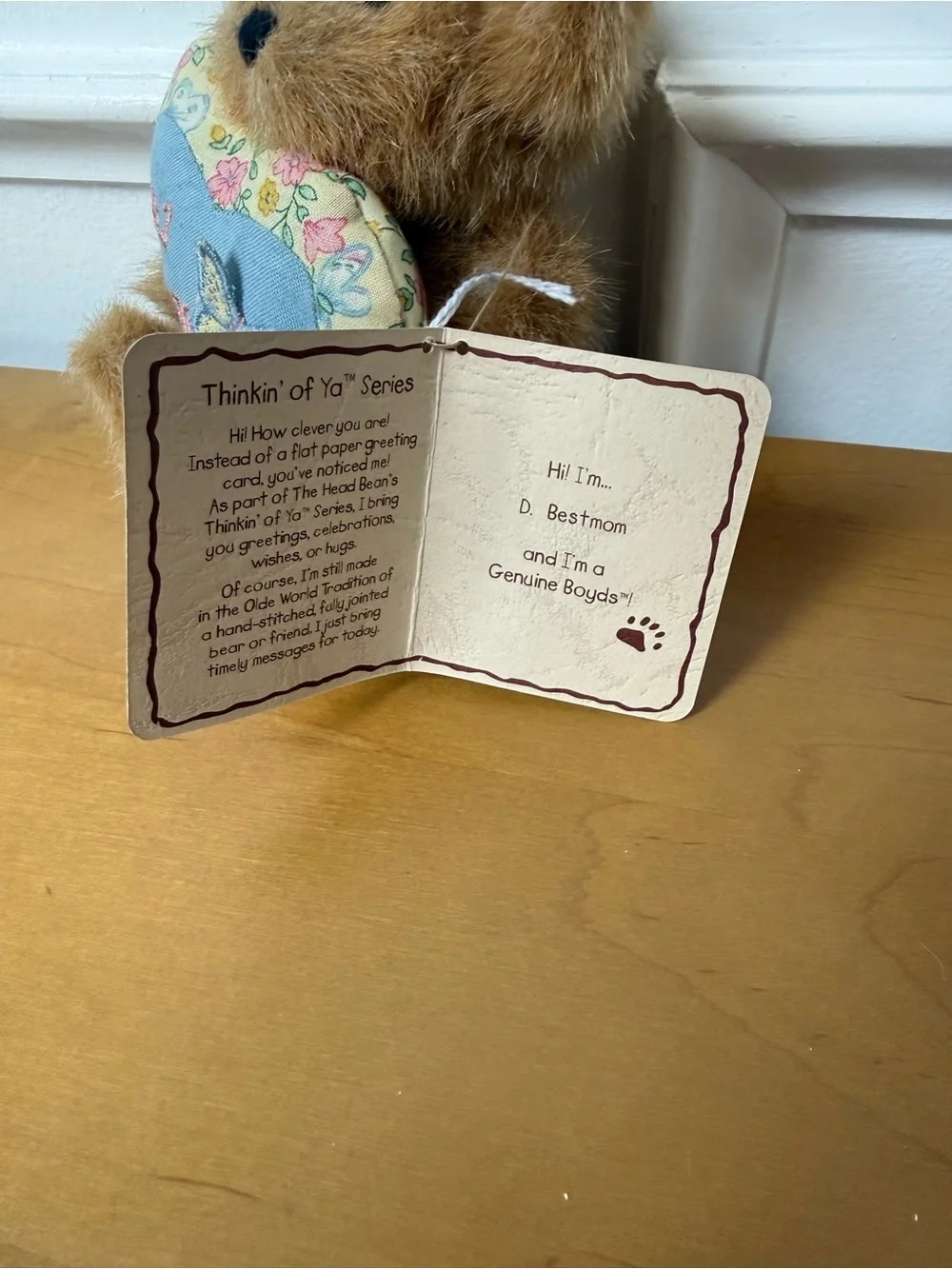 Boyds Bears Brown Plush #1 Mom Heart Pillow Bear